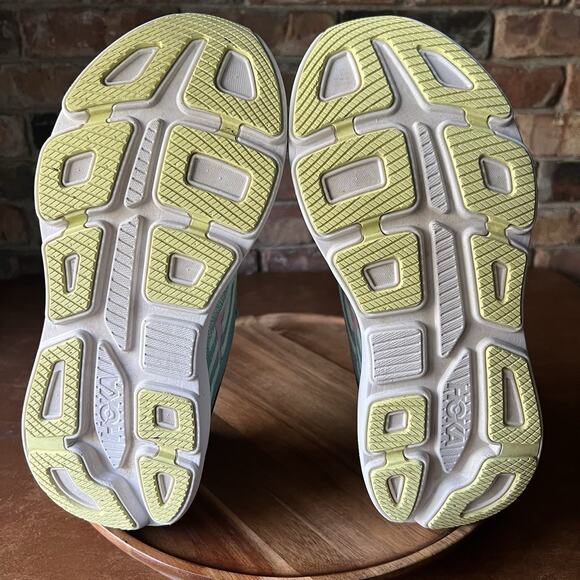 Hoka One One Bondi 9 Max Cushion Pink Green Women's 11 Running Shoes Sneakers - Picture 6 of 16